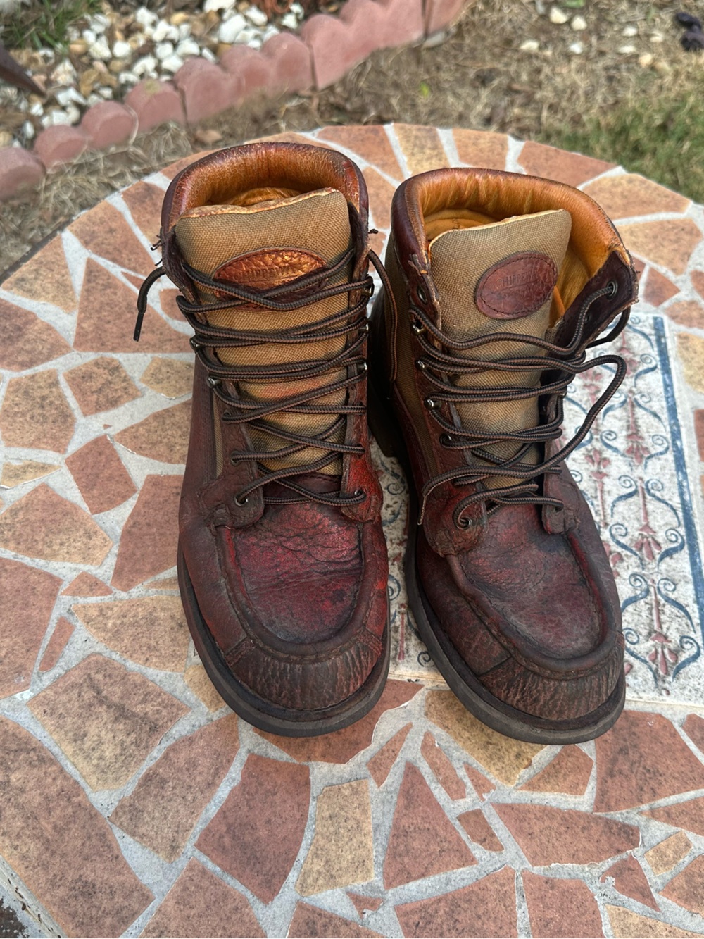 Vintage Chippewa Briar Bison Waterproof Moc Toe Work Boots size 10